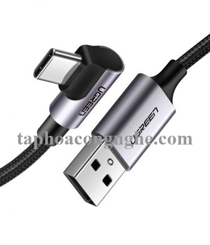 Ugreen 70255 3M màu đen cáp USB đầu Type-C bẻ góc 90 độ 3A US284 30070255